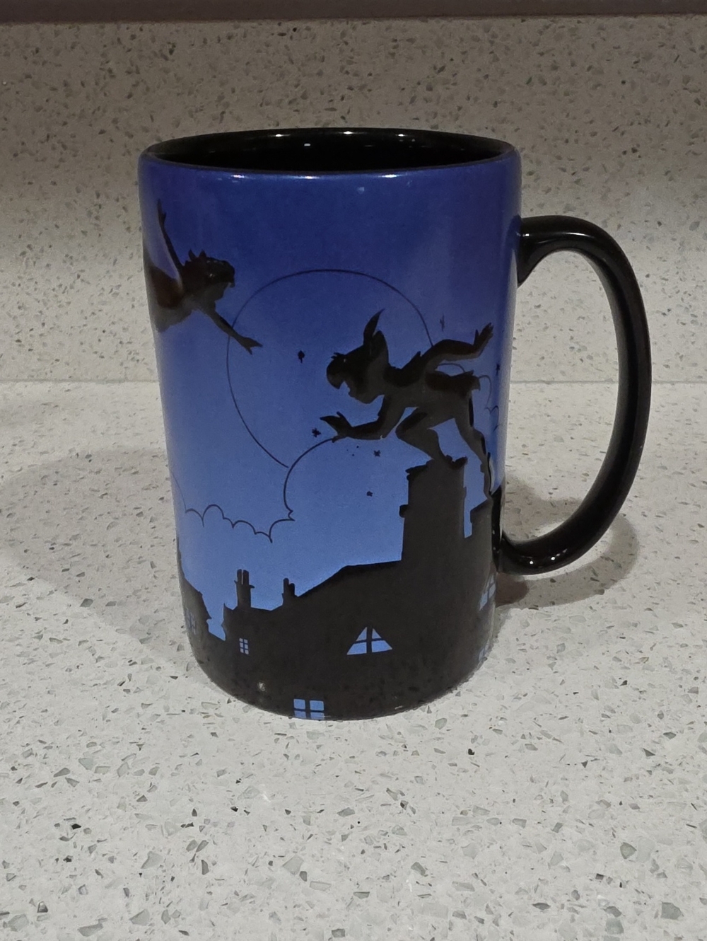 Disney Parks Peter Pan 3D Raised Silhouette Coffee Mug, You Can Fly Scene, 16 Oz